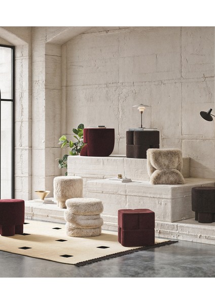 Ori Bordo Kadife Puf modelleri