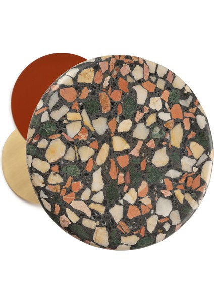 Dirhem Gold Kaplama Terrazzo Yan Sehpa fiyatları