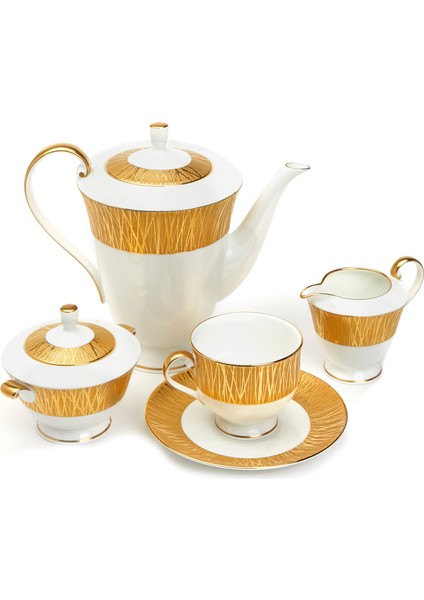 Gold Bamboo 17 Parça Porselen Çay Takımı