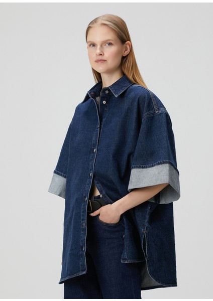 Nina Mavi Denim Dış Gömlek