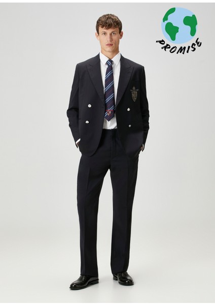 Lacivert Yün Pantolon