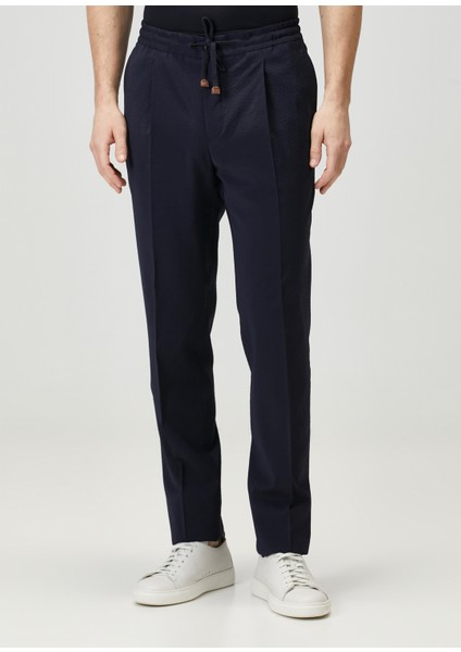 Lacivert Beli Kordonlu Yün Pantolon fiyatları