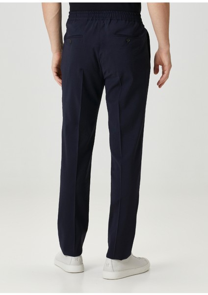 Lacivert Beli Kordonlu Yün Pantolon modelleri