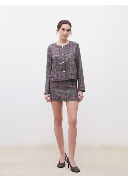 Yeni Sezon Bisiklet Yaka Ekose Kadın Tüvit Ceket fiyatları