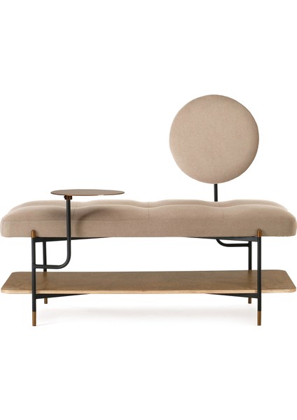 Arasta Siyah Bakır Metal Ayaklı Bej Bench