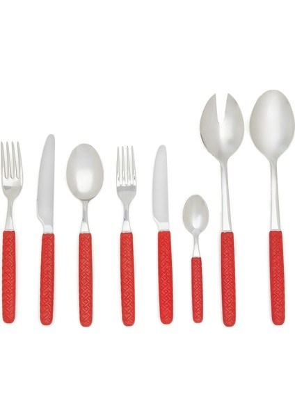 Intreccio Rosso 74 Parça Çatal Bıçak Kaşık Seti