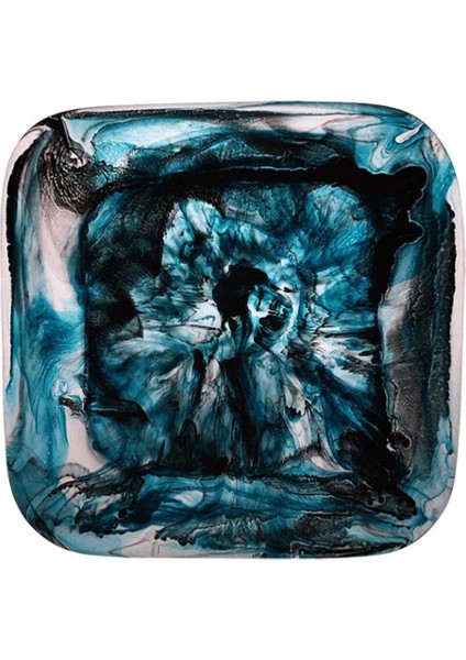 Resin Mavi Orta Kare Tepsi
