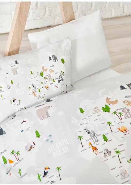 Atlas Gri %100 Organik Pamuk Saten Tek Kişilik Çocuk Nevresim Takımı indirimleri