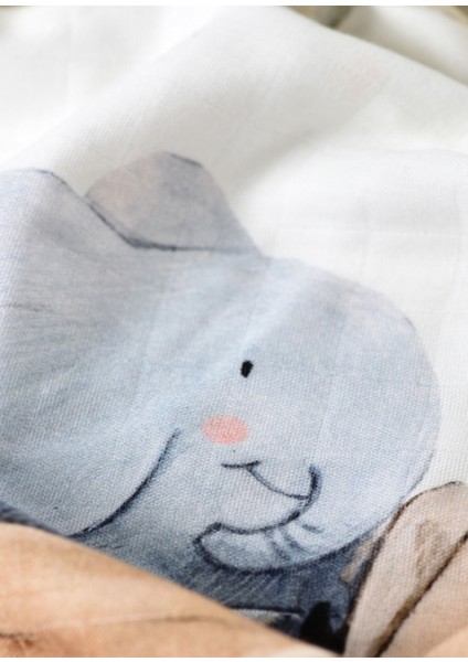 Happy Tony Organik Pamuk Biyeli Çift Taraflı Unisex Bebek Müslin Battaniye