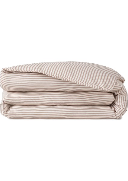 Thin Line Ginger Snap Kahverengi Saten Çift Kişilik Nevresim Kılıfı 200 x 220 cm
