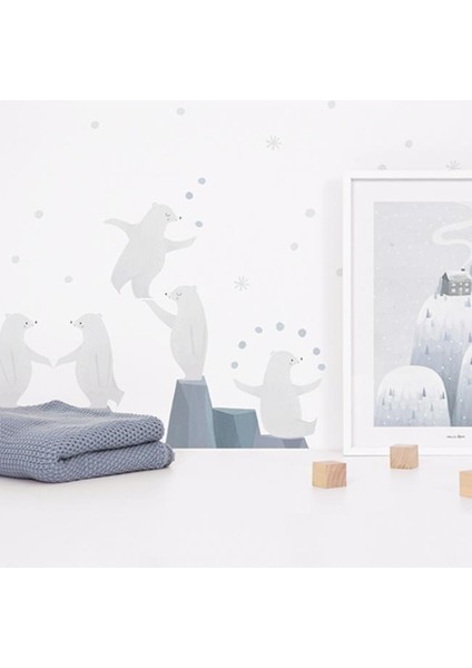 Buzdağı ve 3 Ayı Çocuk Odası Duvar Sticker fiyatları