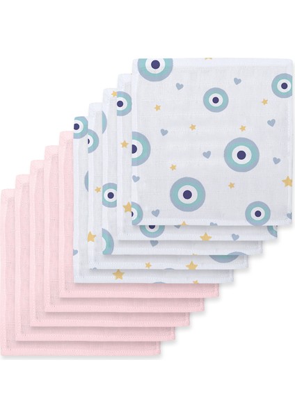 %100 Pamuk Le Nazar & Innocent Pink 10`lu Müslin Bebek Ağız Bezi Paketi