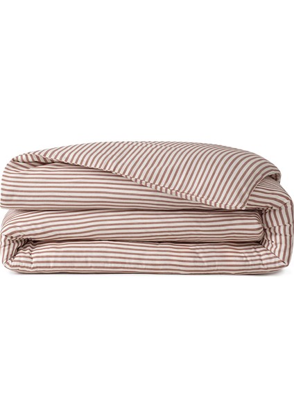 Thin Line Rust Saten Çift Kişilik Nevresim Kılıfı 200X220