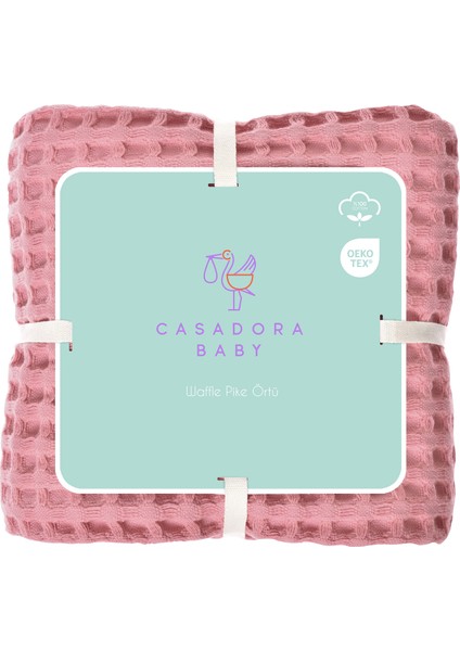 Pembe %100 Organik Pamuk Bebek Çocuk Waffle Pike Örtü 160 x 220 cm indirimleri