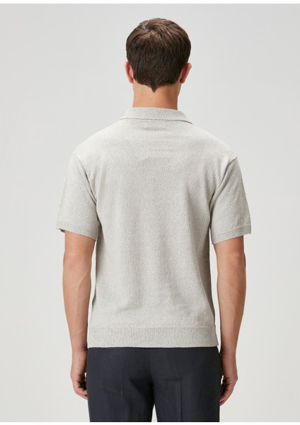 Bej Polo Yaka Kısa Kollu Keten Triko fırsatları