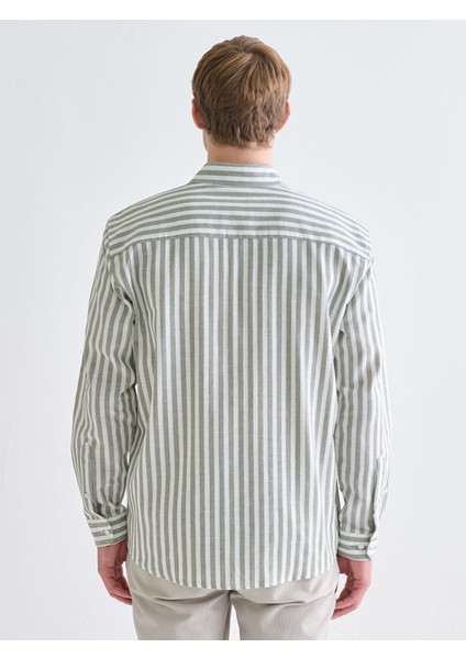Yeni Sezon Regular Fit Uzun Kollu Çizgili Erkek Gömlek fırsatları