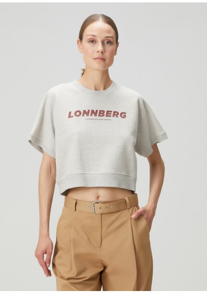 Gri Baskılı Crop T-Shirt