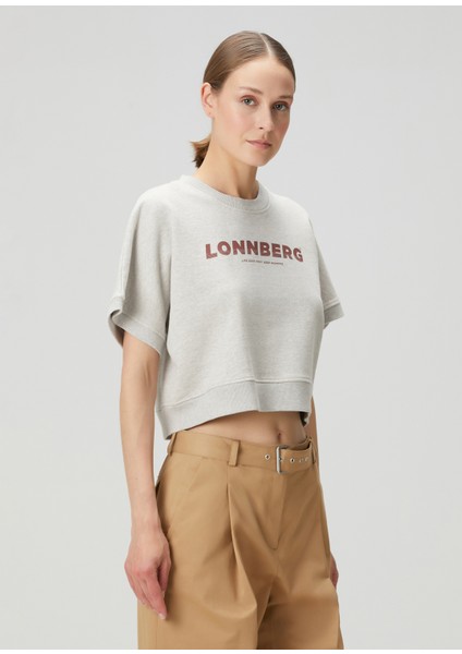 Gri Baskılı Crop T-Shirt modelleri