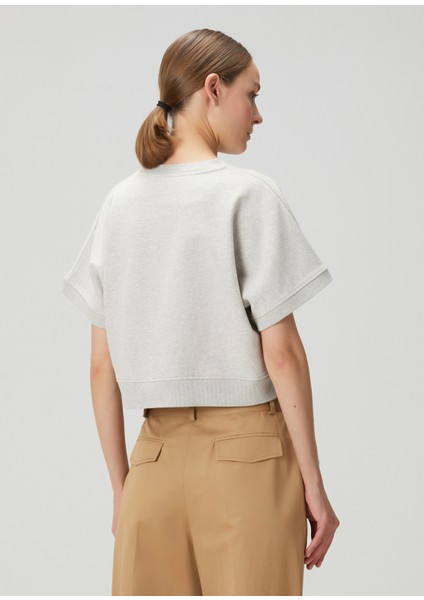 Gri Baskılı Crop T-Shirt fırsatları