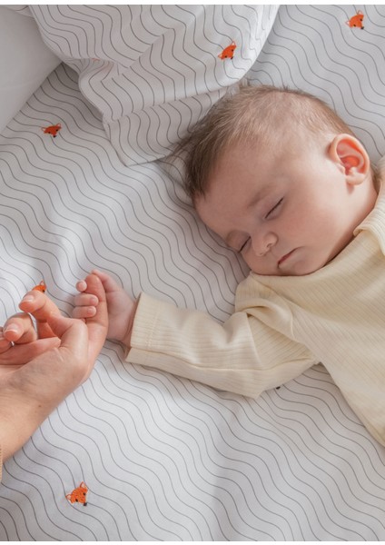 Cool Fox 100% Organik Pamuk Saten Nakışlı Bebek Çocuk Nevresim Takımı 100 x 150 cm