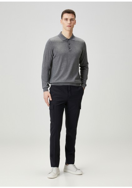 Lacivert Yün Kargo Pantolon