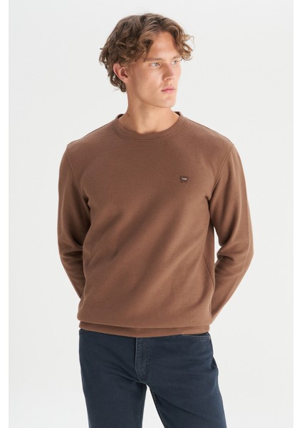 Pamuklu Regular Fit Normal Kesim Bisiklet Yaka Selanik Örgü Sweatshirt modelleri