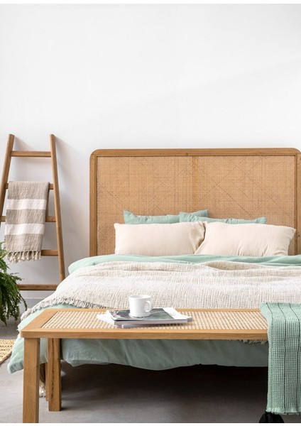 Haze Ekru / Siyah %100 Pamuk Çift Kişilik Yatak Örtüsü 200 x 220 cm fiyatları