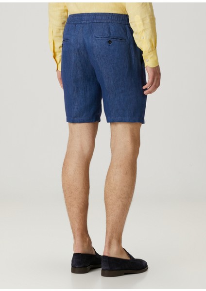 Koyu Mavi Beli Kordonlu Keten Şort modelleri