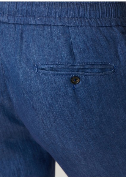 Koyu Mavi Beli Kordonlu Keten Şort indirimleri