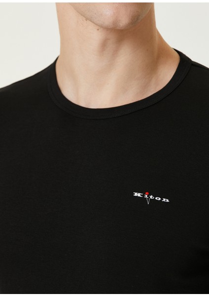 Siyah Logo Nakışlı Pijama Üstü indirimleri
