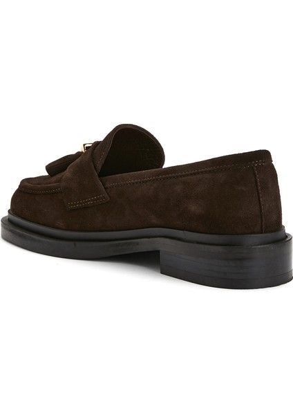 Kahverengi Kadın Süet Loafer modelleri