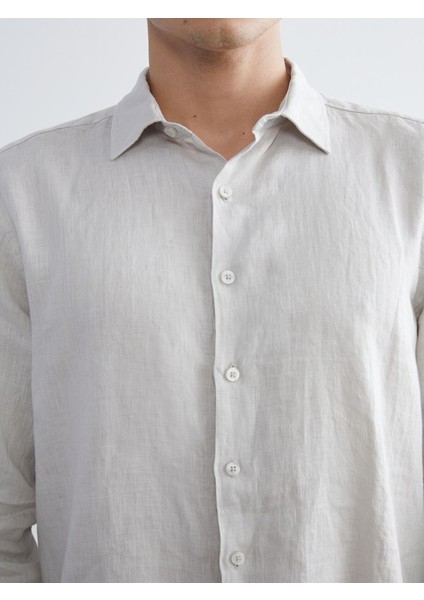 Yeni Sezon Regular Fit Uzun Kollu Keten Erkek Gömlek modelleri