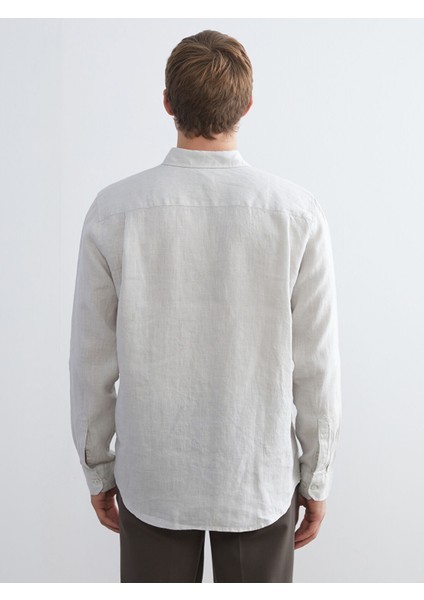 Yeni Sezon Regular Fit Uzun Kollu Keten Erkek Gömlek fırsatları