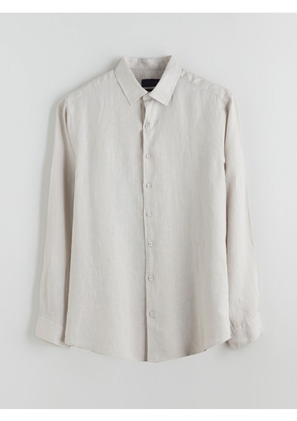 Yeni Sezon Regular Fit Uzun Kollu Keten Erkek Gömlek indirimleri