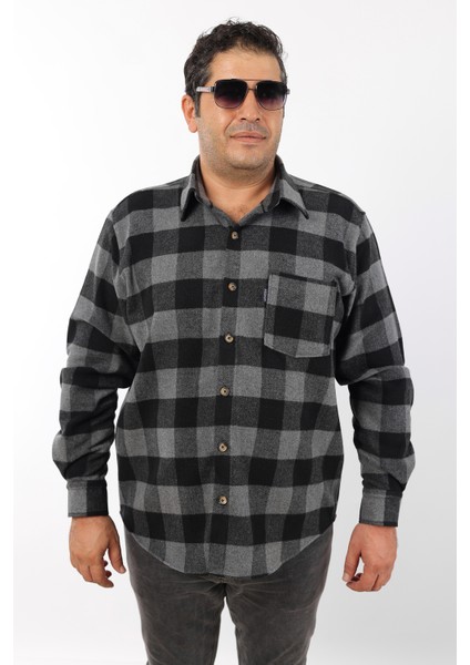 Büyük Beden Siyah-Antrasit Ekose Polar Oduncu Erkek Gömlek (BTL-7116-TSS) indirimleri