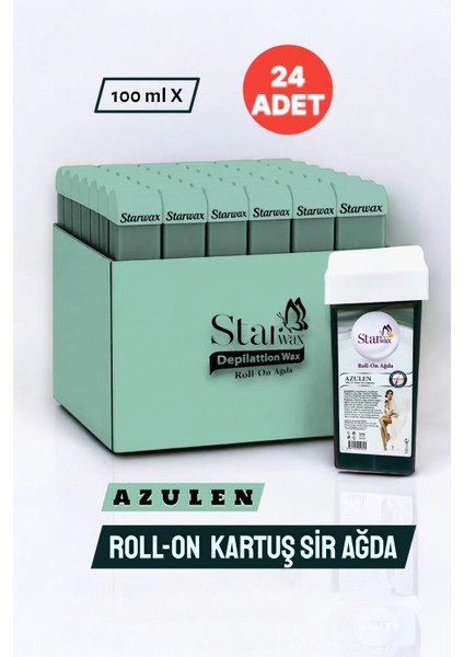 Roll On Kartuş Sir Ağda Azulen | Hassas Ciltler Için Özel | 24'lü Profesyonel Paket