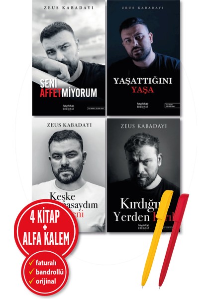Alfa Kalem+ Zeus Kabadayı 4 Kitap Yeni (Seni Affetmiyorum+Keşke Tanımasaydım+Yaşattığın+Kırdığın)