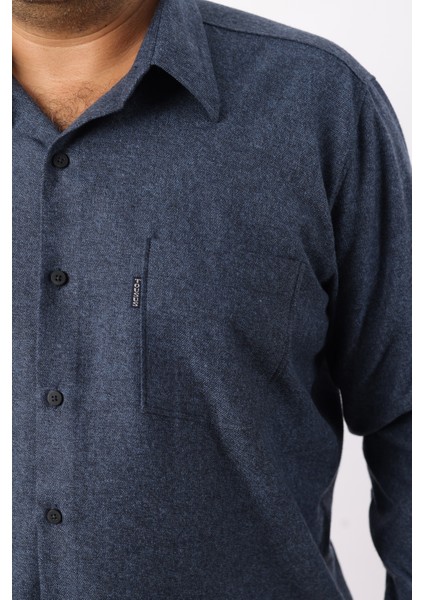 Büyük Beden Lacivert-Indigo Yünlü Flanel Erkek Gömlek (BTL-7102-TSS) modelleri