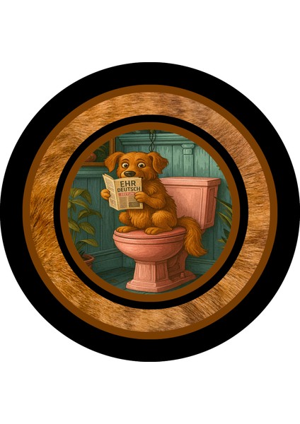 |banyo ve Tuvalet Yuvarlak Paspası Gazete Okuyan Köpek Motifi Modern |yvrlkpsps fiyatları