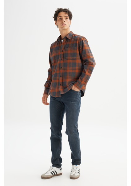 %100 Pamuk Regular Fit Normal Kesim Klasik Yaka Cepli Ekose Gömlek fiyatları