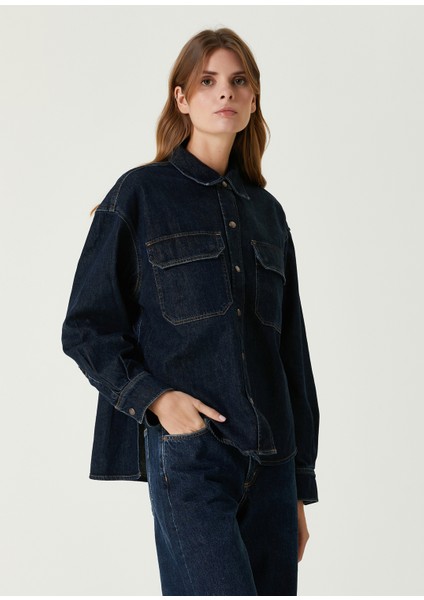 Gwen Slice Lacivert Denim Gömlek modelleri