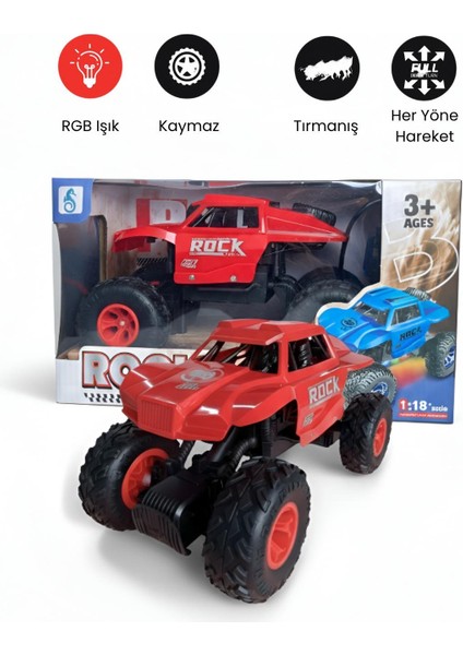 1:18 Ölçek Rock Crawler Off-Road Rgb Işıklı Oyuncak Araba