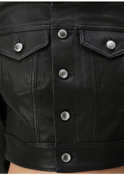 Siyah Crop Trucker Ceket indirimleri