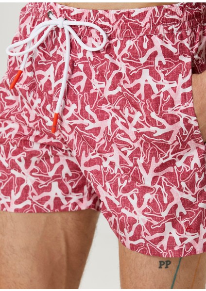 Kırmızı Mercan Desenli Mayo