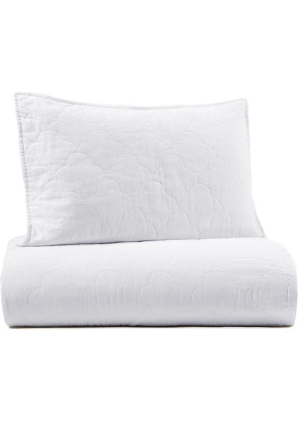 Serenity Beyaz Keten Kapitoneli King Size Yatak Örtüsü 240 x 260 cm