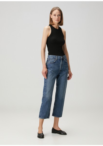 90's Essence Lacivert Organik Pamuk Jean Pantolon