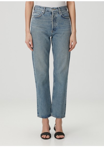 90's Pinch Waist Mavi Organik Pamuk Jean Pantolon fiyatları
