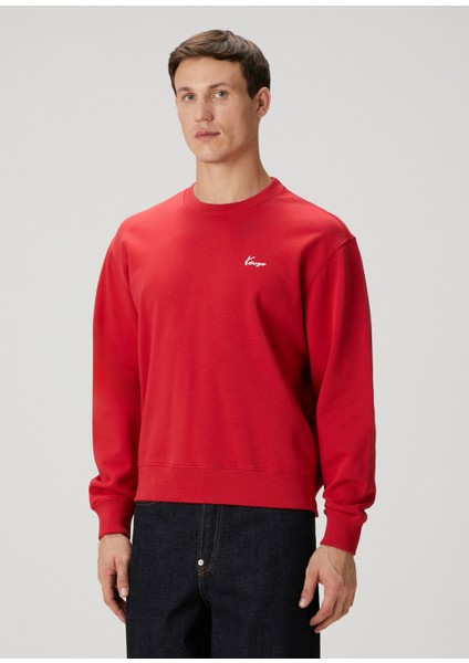 Kırmızı Çiçek Baskılı Sweatshirt modelleri