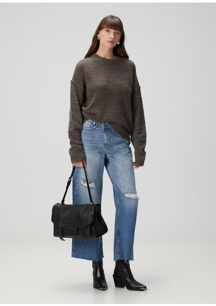 Aki Açık Mavi Wide Leg Jean Pantolon