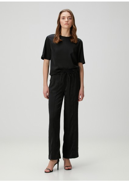 Alba Siyah Saten Pantolon
